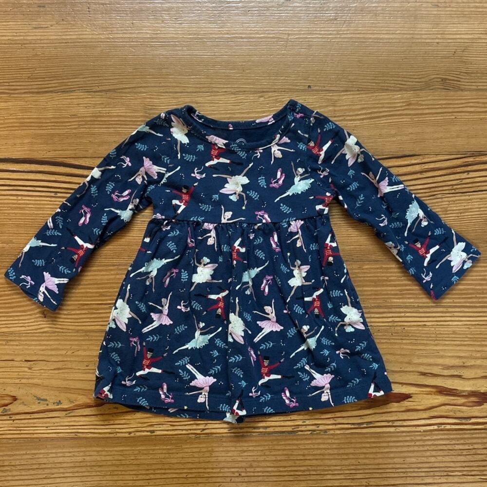 Wonder Nation dark navy‎ Christmas Nutcracker long sleeve baby dress SIZE 12M